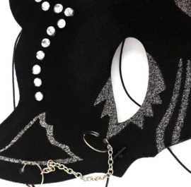 Party masker kat zwart met glitter