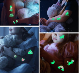 5 velletjes Tattoo stickers unicorn glow in the dark