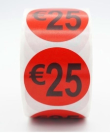 Prijsstickers op rol 25 euro 2cm - 500 stuks