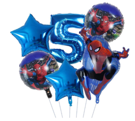 5 stuks ballonnen Spiderman 5 jaar