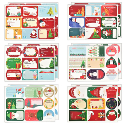 12 stickervellen - 108 stuks kerst cadeaulabels