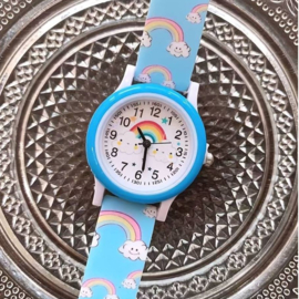 kinderhorloge wolkjes regenboog blauw