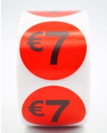 Prijsstickers op rol 7 euro 3.5cm - 500 stuks