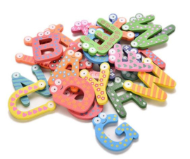 Magnetische houten letters / alfabet 26-delig