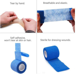 4 rollen zelfklevende elastische bandage tape blauw