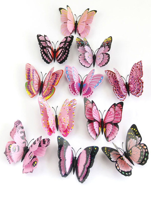gewelddadig Veraangenamen optellen 3d muurstickers vlinders 12 stuks roze | Muurstickers | Welkom in onze  webshop van Pippa - voordelige en hippe artikelen