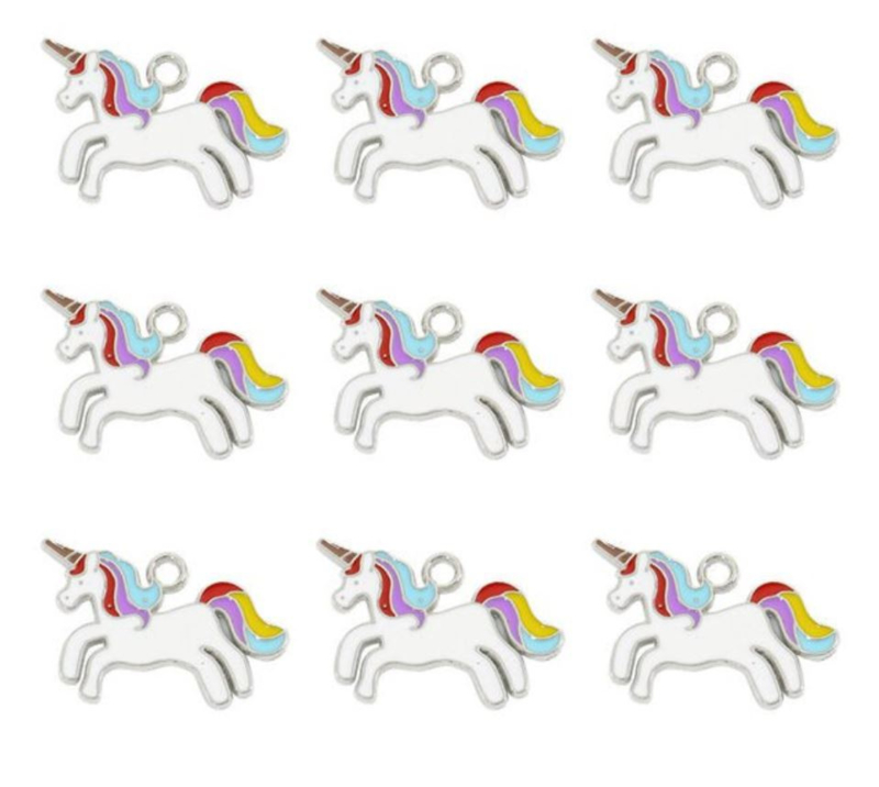 10 stuks bedels - hangers unicorn - eenhoorn