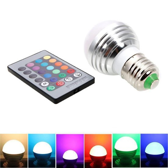 Led - RGB led lamp - Dimbaar - 16 kleuren - 5W - E27 - Voor de ideale sfeer | Gadgets | Welkom in onze webshop van Pippa - voordelige en hippe artikelen