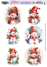 BBSC10065 Scenery Push out - Berries Beauties - Snowmen - Round