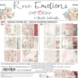 CC-C73-RE-09 Craft O Clock Set of Mix Papers 20x20 cm Rose Emotions