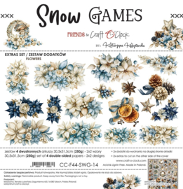 CC-F44-SWG-14   Extras to Cut Set – Flowers & More – Snow Game, 30,5x31,5cm, mirror print, 250 gsm  - PAKKETPOST!!