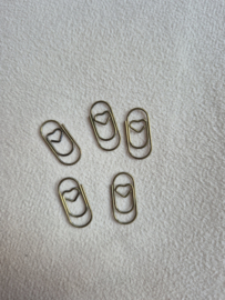 Mini paperclipjes hart - Oud goud - 10 stuks