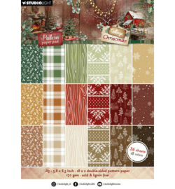 SL-CC-PPP487 - StudioLight Patroonpapierblok – Pattern Cottage Christmas nr. 487