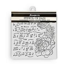 Precious Thick Stencil 18x18cm Music and Peony (KSTDQ95)