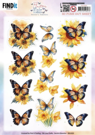 SB10999 3D Push out Sheet - Berries Beauties - Flutter Flair - Yellow Flutters