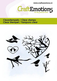 130501/5071 CraftEmotions clearstamps 6x7cm - Hart met vogels en takken