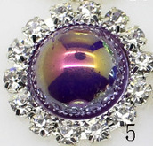 Rhinestone met parel 18mm - Zwart AB - per stuk