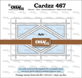 CLCZ467 Crealies - Cardzz stansen - no. 467, Postzegelvel Ayle (rechthoek met wyber)