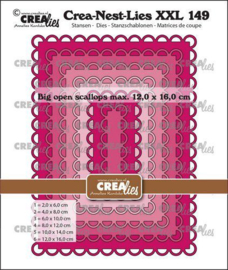 CLNestXXL149 Stansmal - Crealies - Crea-Nest-Lies XXL - Rechthoeken Grote Open Schulprand 12x16 cm)