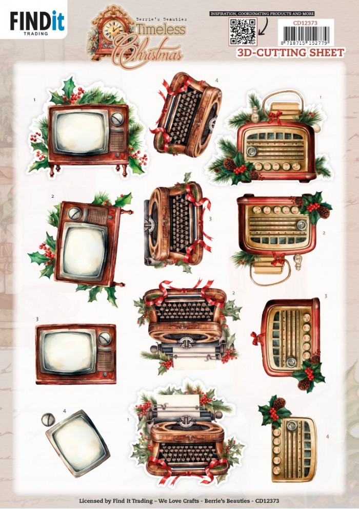 CD12373 3D Cutting Sheet - Berries Beauties - Timeless Christmas - Timeless Devices