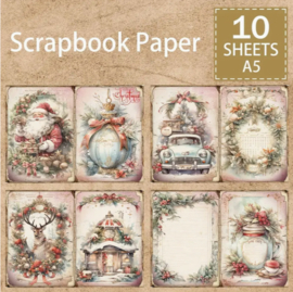 Junk Journal Treasures - A6 Journal papers 10 sheets - Vintage Christmas 3