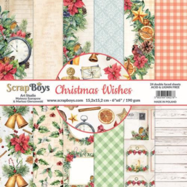 ScrapBoys Christmas Wishes paperpad 24 vl+cut out elements-DZ CHWI-09 190gr 15,2 x 15,2cm