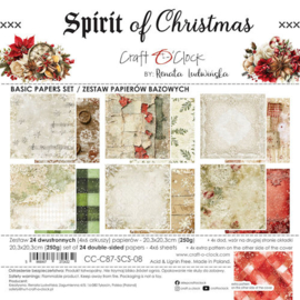 CC-C87-SCS-08 Craft O Clock Basic Paper Pack 20x20 cm Spirit of Christmas