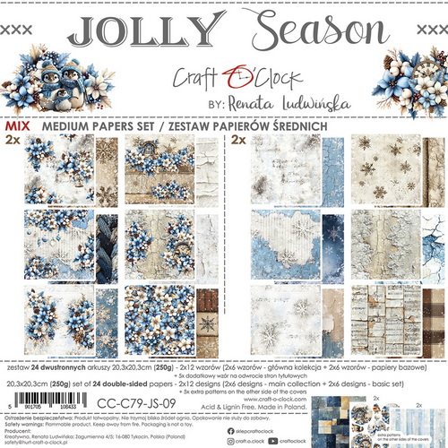 CC-C79-JS-09 Craft O Clock Set of Mix Papers 20x20 cm Jolly Season