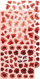 CC-BC-KW-10 Basic Flowers Set 10, Red, extras to cut, 15,5x30,5cm, mirror print (18 sheets, 6 designs, 3x6 double-sided sheets + bonus design on the cover, 250g)