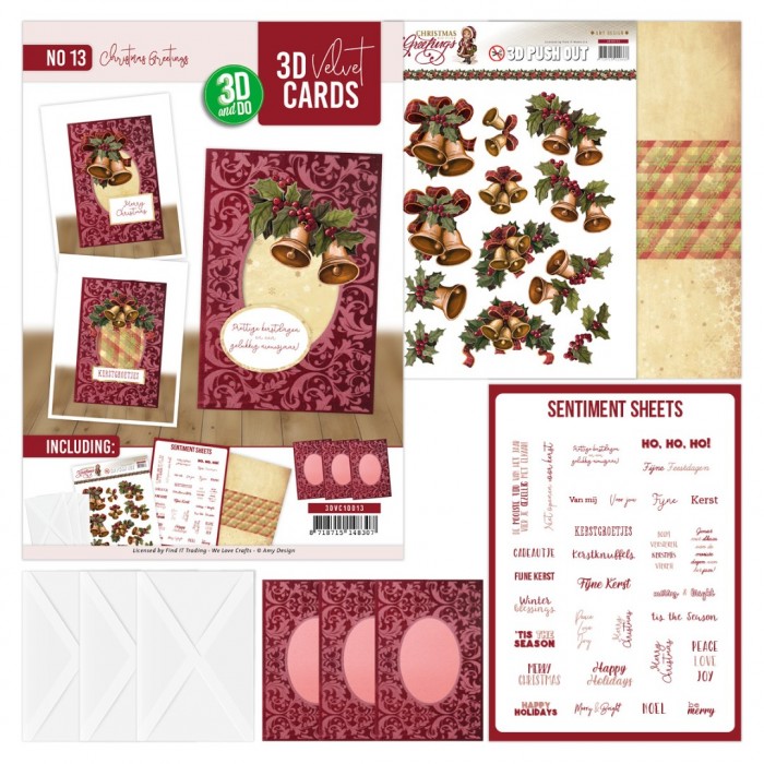 3DVC10013 3D Velvet Cards A6 - Christmas Greetings