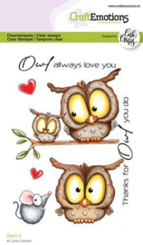 CraftEmotions - Clearstamps A6 - Carla Creaties - Owls 2