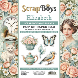 SB-ELIZ-11 ScrapBoys Pop Up Paper Pad 15x15 cm Elizabeth