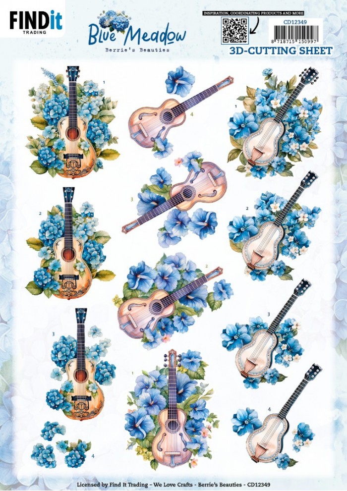 CD12349 3D Cutting Sheet - Berries Beauties - Blue Meadow - Music