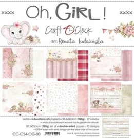 Craft O' Clock - Oh, Girl! - Paperpad 30.5 x 30.5 cm - PAKKETPOST!
