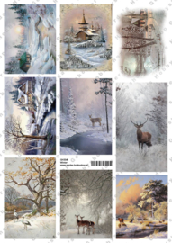 GH3345 Vintage vel - Winterlandschap (9 plaatjes - Gerda's Hobbyshop