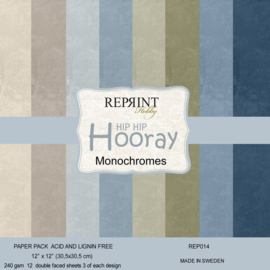 REP014 Reprint - Cardstock set Monochromes - Hip Hip Hooray - PAKKETPOST!!!