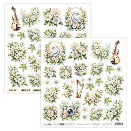 SB-FLME-07   Double-sidedpaper 30,5x30,5cm Flowers Melody – 07, elements to cut, mirror/pop-up print, 190 gsm (1 sheet) - PAKKETPOST!