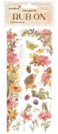 Woodland Rub-On 4x8.5 Inch Flowers and Mice (DFLRB55)