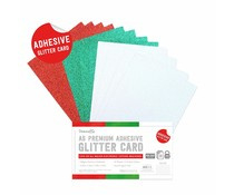 Glitterpapier A5 - Adhesive - 12 vel - 3 kleuren