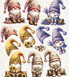 CCO-012 Cozy Gnomes uitdrukvel nr1 Lente gnomes met zonnebloem