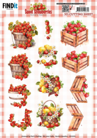 CD12341 3D Cutting Sheet - Berries Beauties - Sweet Strawberries - Strawberries in a Basket