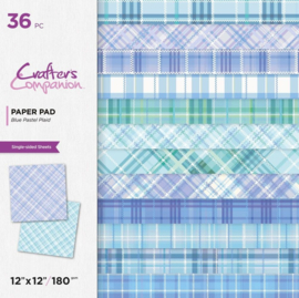 Blue Pastel Plaid 12x12 Inch Paper Pad CC-PAD12-BLUE - PAKKETPOST!