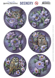 CDS10085 A4 Scenery - Yvonne Creations  Aquarella - Owls and Flowers Round