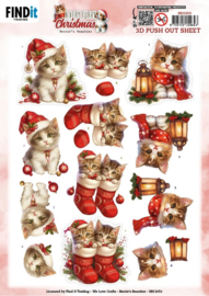 SB11053 3D Pushout Sheet - Berries Beauties - A Very Furry Christmas - Kitten