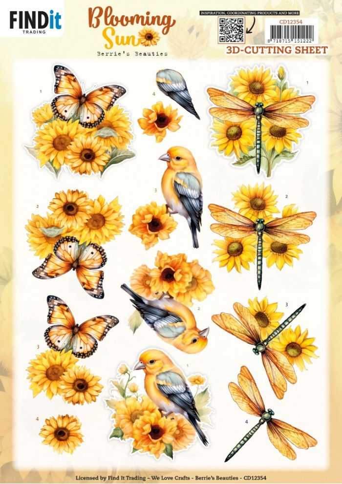 CD12354 3D Cutting Sheet - Berries Beauties - Blooming sun - Golden Meadow