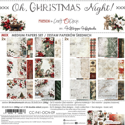 CC-F41-OCN-09 Craft O Clock Set of Mix Papers 20x20 cm Oh Christmas Night