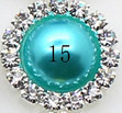 Rhinestone met parel 15mm - Turkoois - per stuk