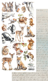 AA-MOS-14   Double-sided paper 30,5x15 cm Memory of Spring – Animals, 250 gsm (1 sheet)