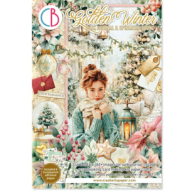 CBB032 Ciao Bella Paper - Golden Winter - A4 Junk Journal Ephemera Book