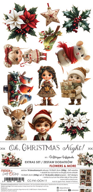 CC-F41-OCN-11 Craft O Clock Extras Set Flowers 15x30 cm Oh Christmas Night
